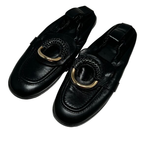 See by Chloe Hana Loafers Black Leather Ring Detail Flat Sz 41, 9.5 NEW $425 - Picture 4 of 10